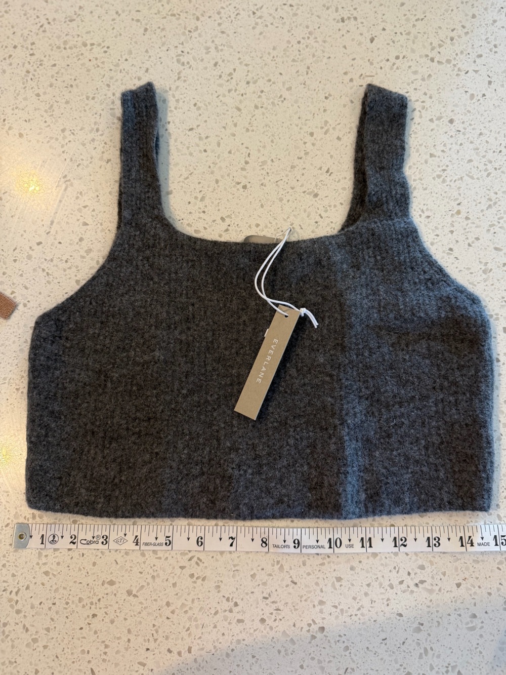 Everlane Wool Yak Blend Crop Tank Dark Heather Gray Knit Crop Top L - Picture 1 of 4